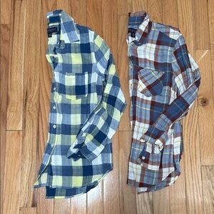 Plaid Button-Up Shirts Set